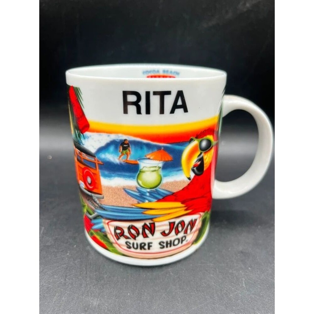“Rita” Ron Jon surf shop souvenir coffee mug Cocoa Beach Florida